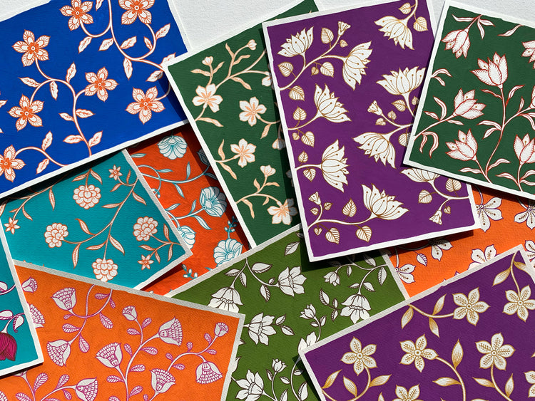 Hand painted simple Indian floral patterns