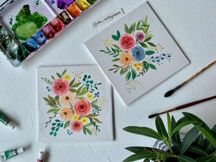 Watercolour loose florals painting