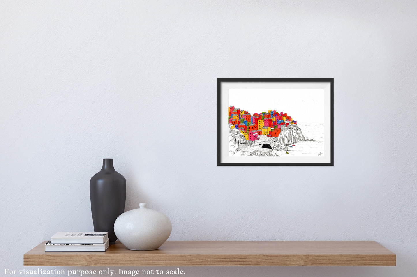 Manarola Postcard Illustration